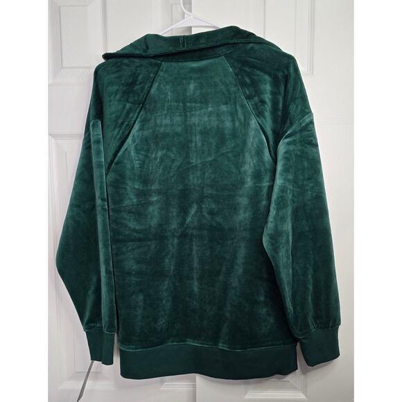 Wild Fable Women's Quarter Zip Velour Tunic Sweatshirt Green- Size Small - Picture 2 of 5